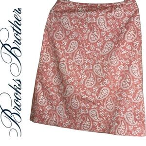 Brooks Brothers "347" Stretch Paisley Short Zipper Skirt Size 4 Coral Summer‎